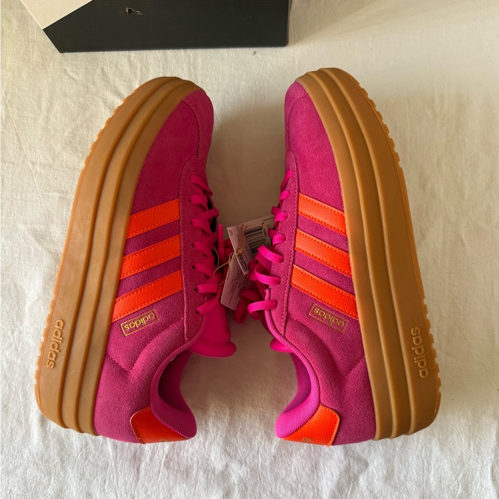 Adidas VL Court Bold Shoes Womens Sz 7 Shock Pink/Orange Sneakers JQ5636 - Picture 6 of 11